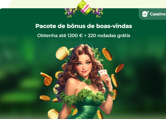 Banner do pacote de bónus de boas-vindas Verde Casino: obtenha até 1200 € e 220 rodadas grátis em Portugal.