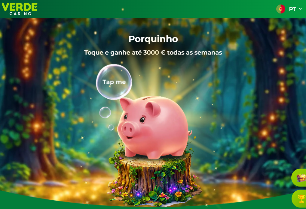Promoção Porquinho Verde Casino: toque e ganhe bónus semanais até 3000 € em Portugal.