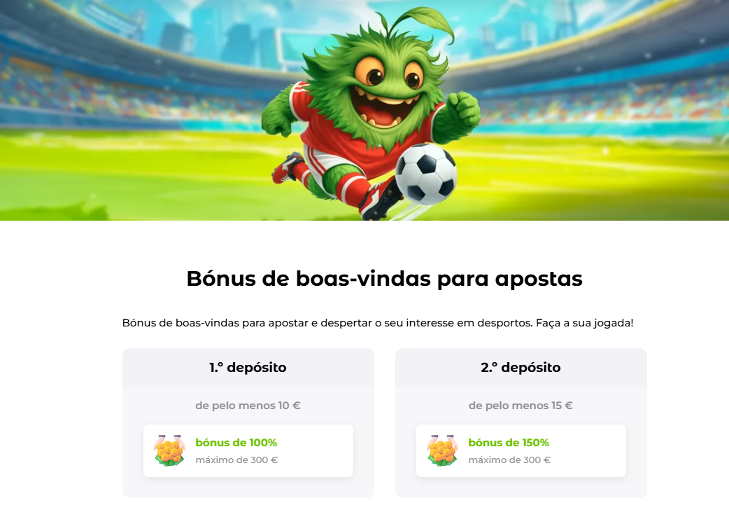 romoção de bónus de boas-vindas para apostas desportivas no Verde Casino Portugal: até 600€ de bónus nos dois primeiros depósitos.