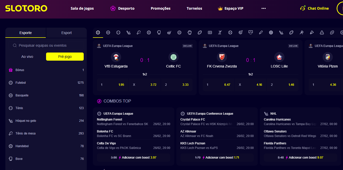 Apostas desportivas Slotoro