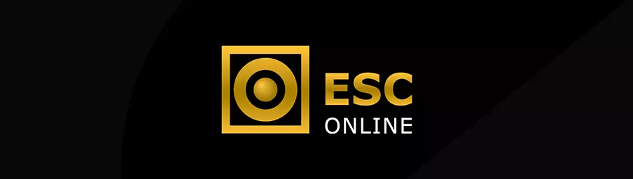 Logótipo oficial da ESC Online em dourado sobre fundo preto, representando o prestígio e a autoridade da Estoril Sol Digital em Portugal.